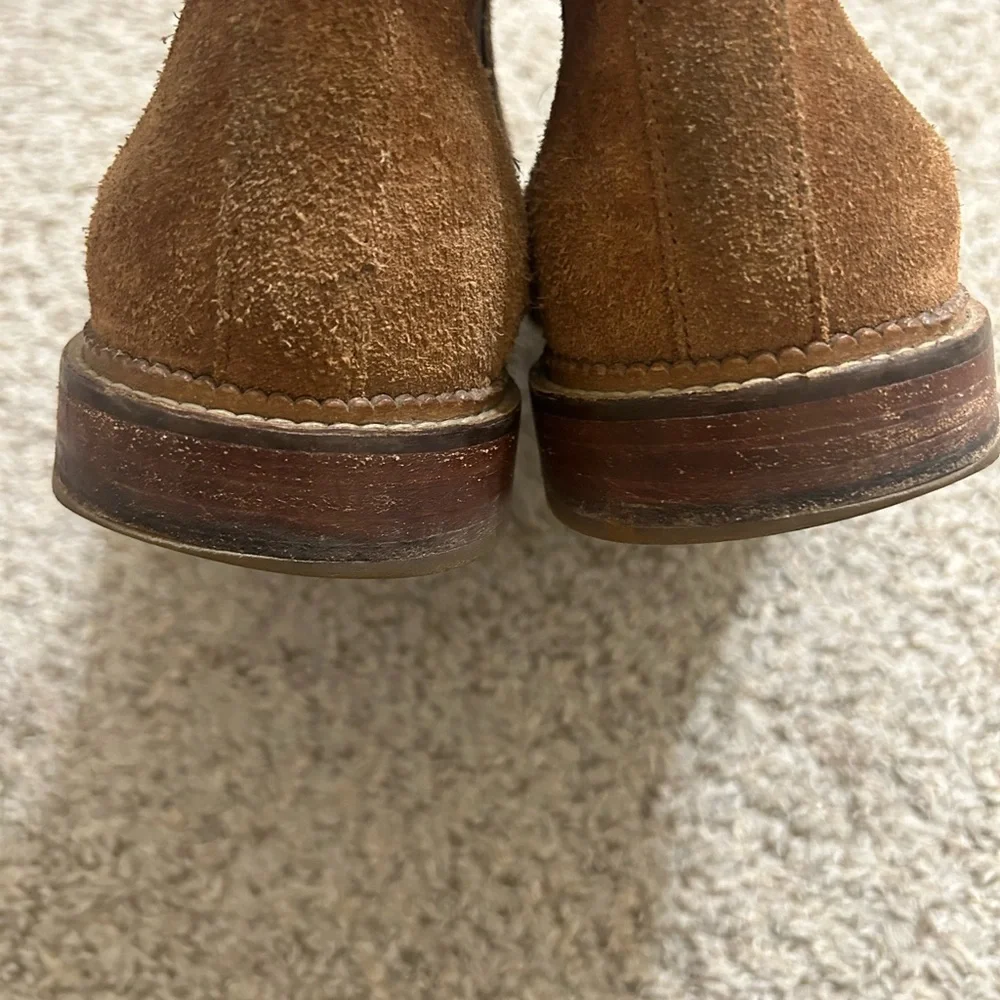 J. Brand Jamie Men's Chelsea Suede Ankle Boots Brown Slip On Wing Tip Elastic 11